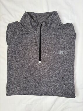 🔥 RUSSELL Dri-Power 360 Quarter-Zip | Heathered Gray & Black | XL | Performance